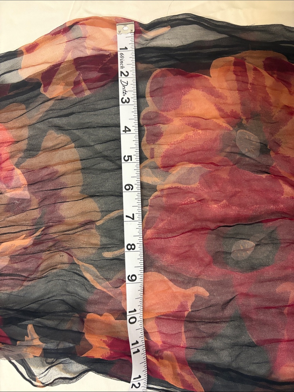 Women's Sheer Floral Scarf - Burgundy, Black & Tan - Picture 5 of 7